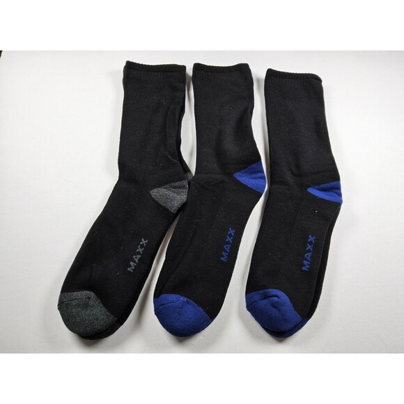 MAXX Lot Of 3 Pairs Crew Socks Black Blue Grey One Size - Picture 1 of 2